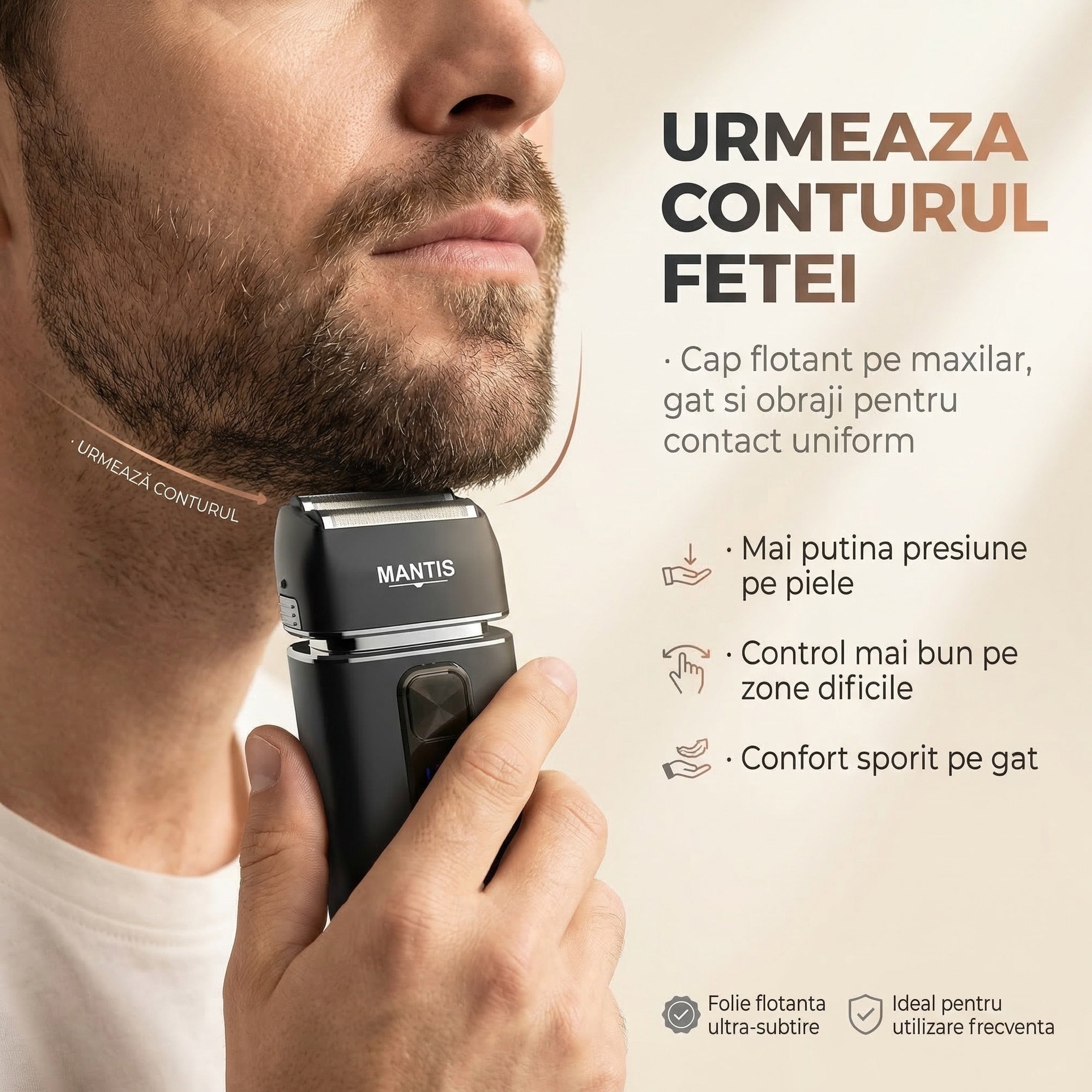 Aparat de ras electric MANTIS Shaver 2-in-1 Trimmer+Folie