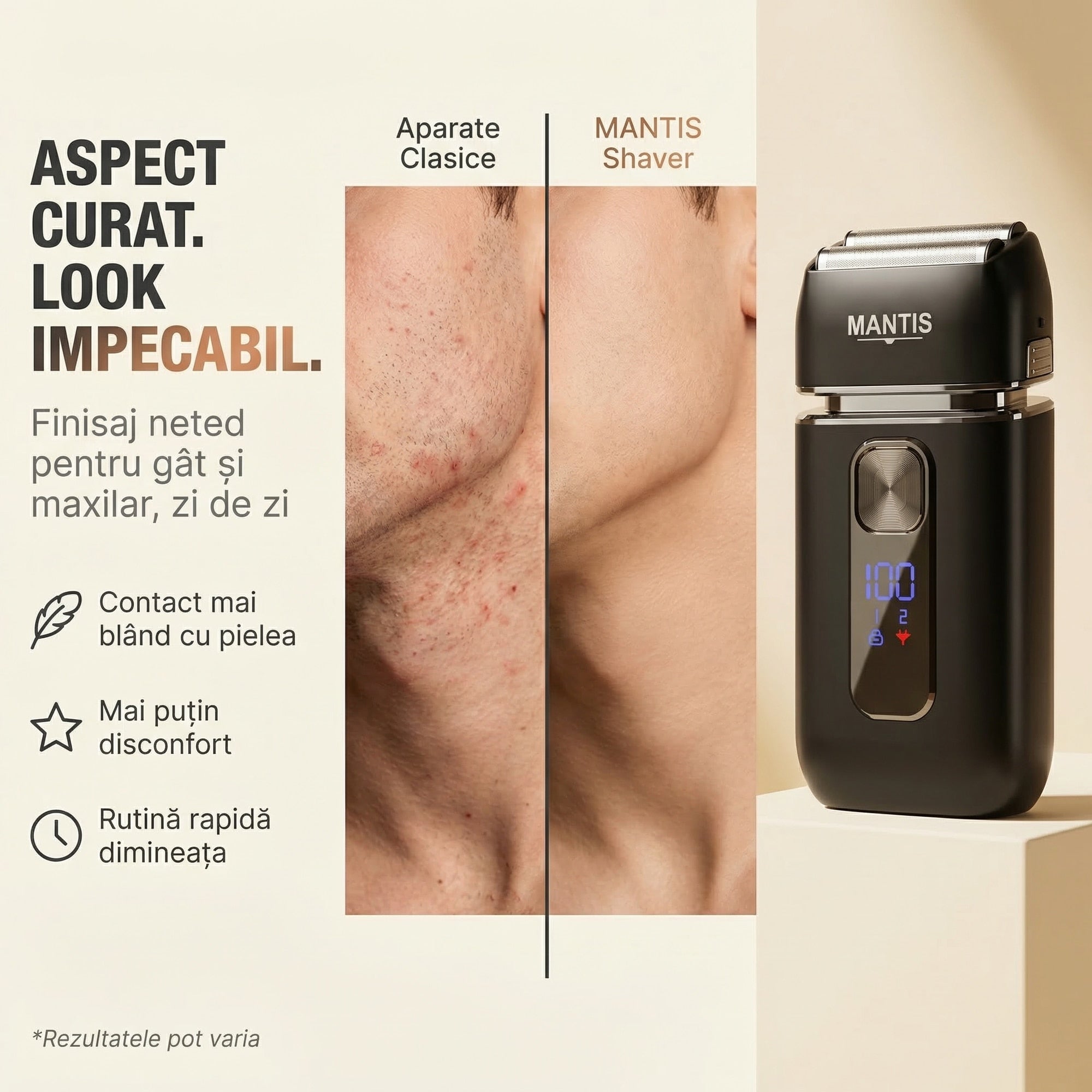 Aparat de ras electric MANTIS Shaver 2-in-1 Trimmer+Folie