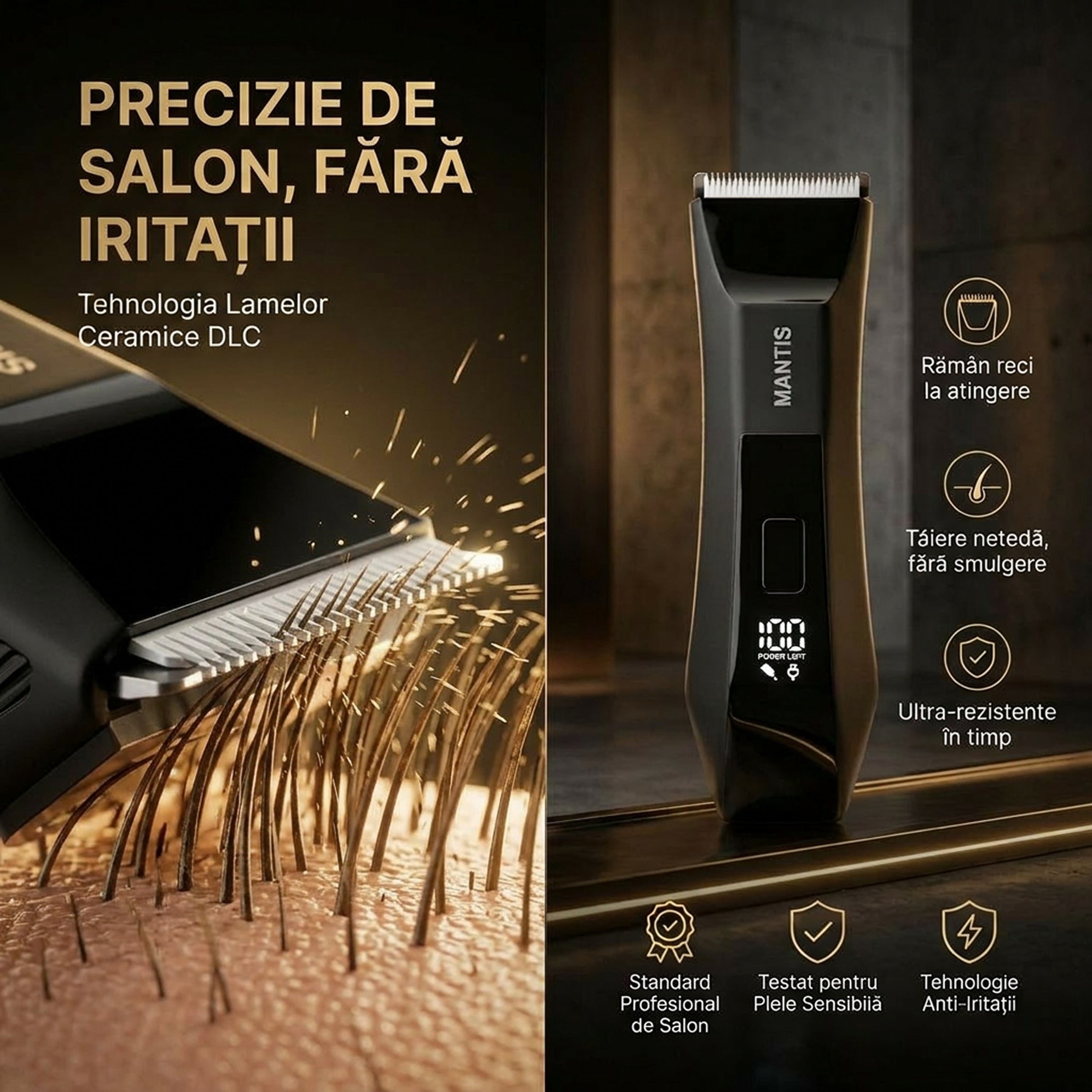 Masina de Tuns si Aparat de Tuns Profesional MANTIS APEX – Trimmer cu Ceramica