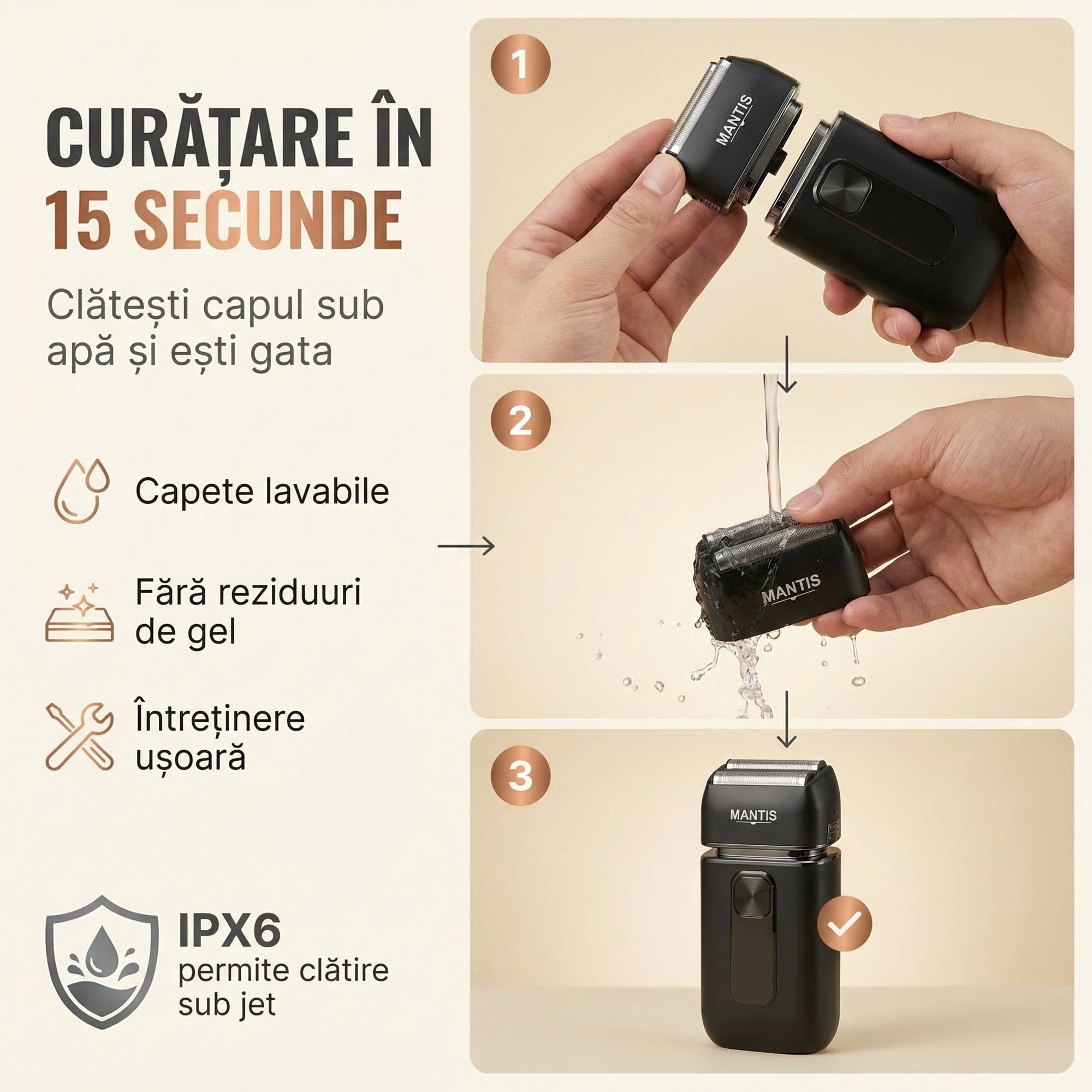 Aparat de ras electric MANTIS Shaver 2-in-1 Trimmer+Folie