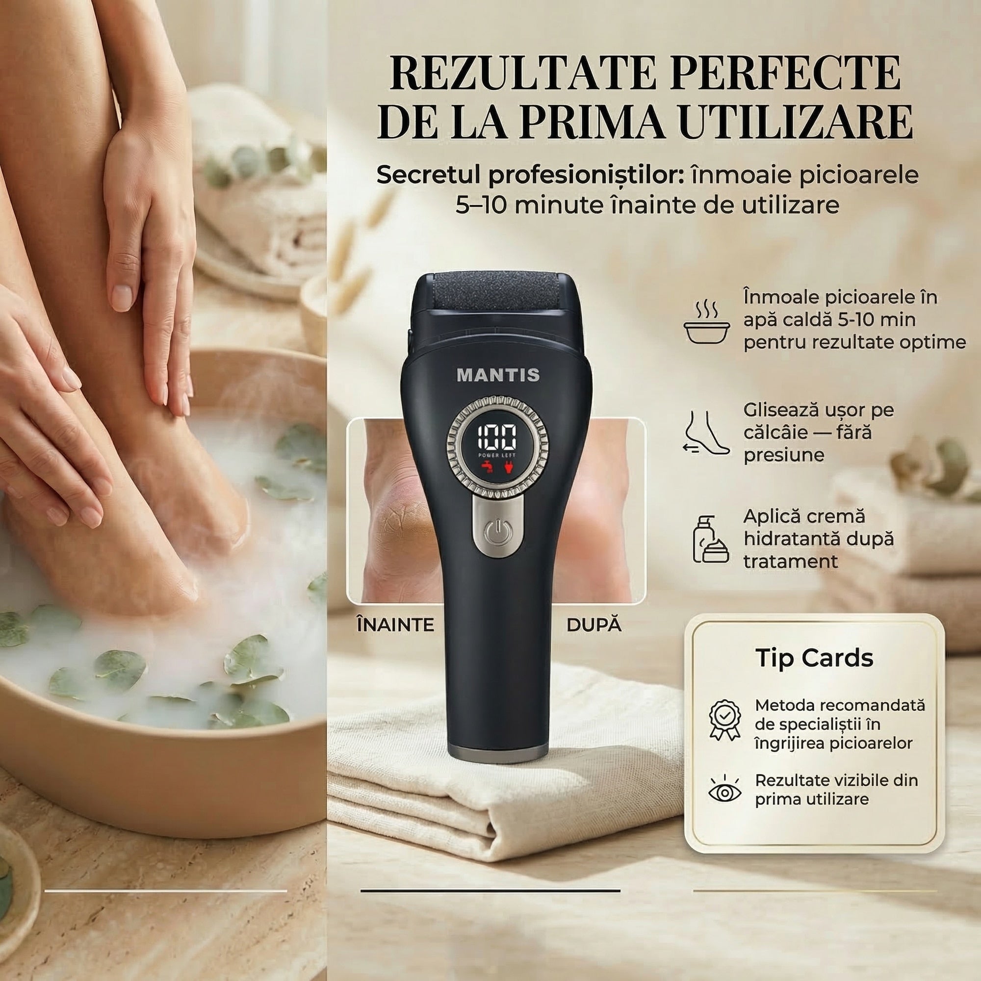 Pila Electrica Calcaie pentru Talpi si Calcaie Profesional MANTIS OBSIDIAN
